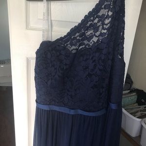 Long One Shoulder Lace Bridesmaid Dress